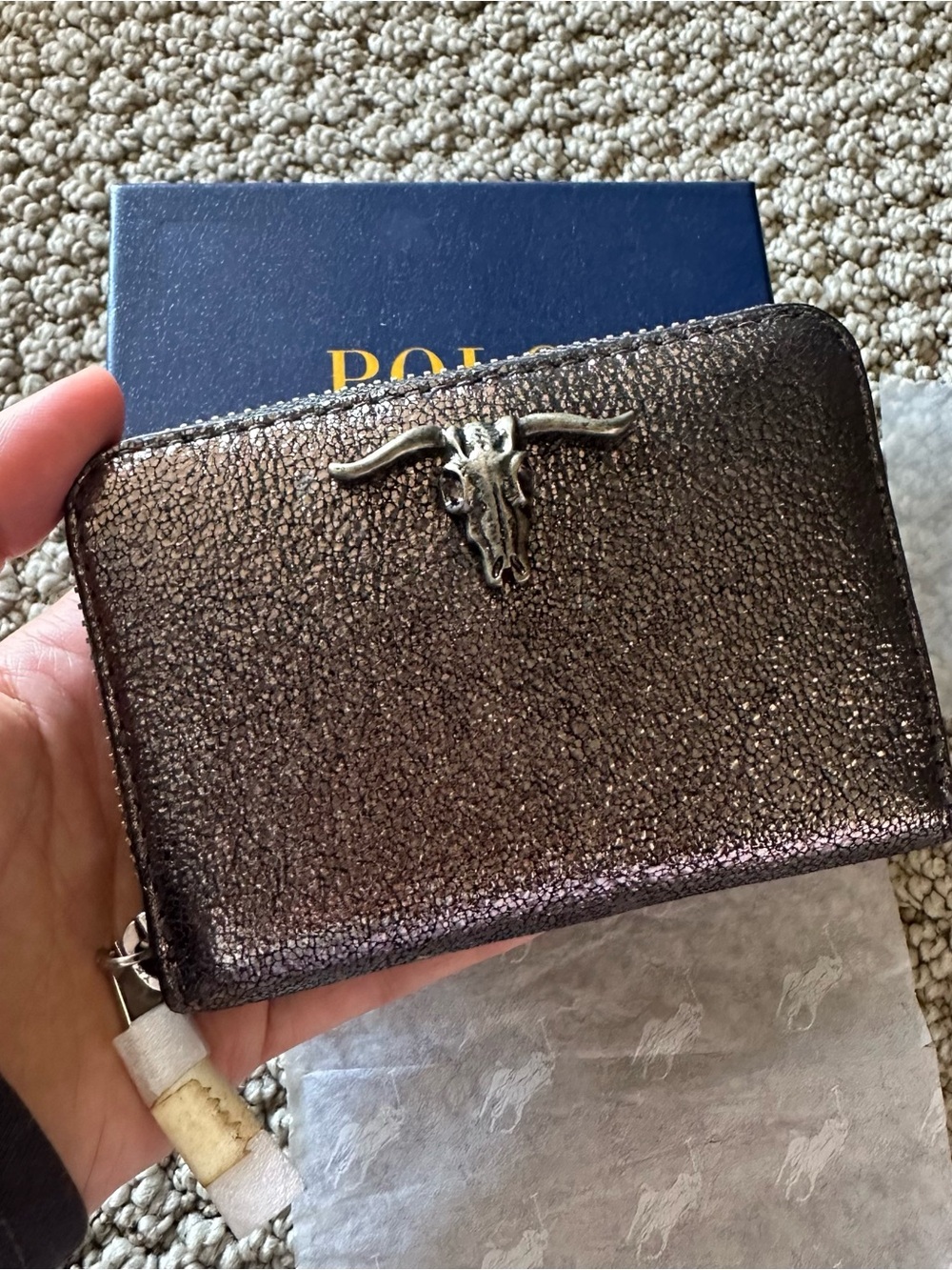 NWT Polo by Ralph Lauren Zip Wallet in Color Silver